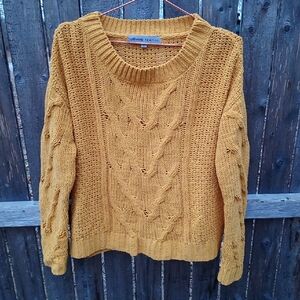 Absolutely Famous Mustard Green Super Soft Knit Long Sleeve Sweater Top